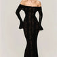 Oligai Winter Lace Long Sleeve Evening Party Dresses Women 2025 Black Sexy Elegant Maxi Dress Fashion Long Wedding Guest Dress