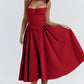 Women's French Style Long Dress with Solid/Floral/Checkered Multi Color Options Knee-Length Dress 2025 New Arrival