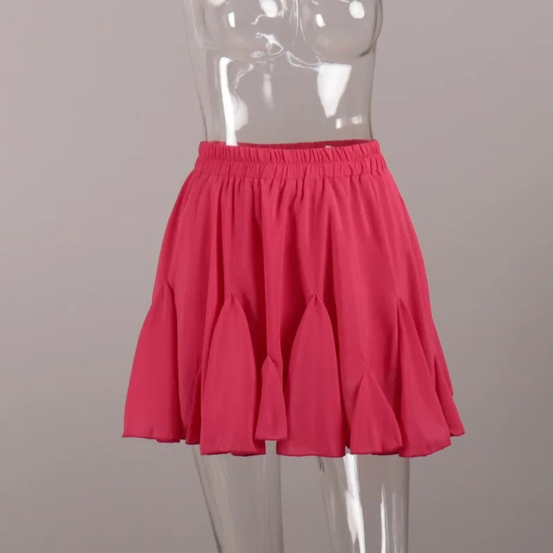 Tuularose Summer Ruffle Short Skirt Women 2025 Summer New Y2k Pleated Patchwork Skirt Casual Streetwear Office Lady Female Skirt