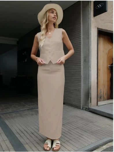 Women 2025 Summer Fashion vest Skirt Sets