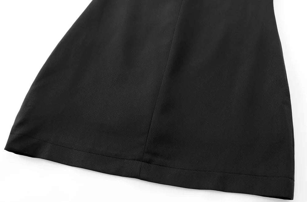 TRZA-Women's Contrast Velvet Bow Mini Dress, Straight Neck, Back Zipper, Female Dresses, Sexy Fashion