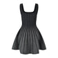 2024 Autumn Vintage Style High Quality Lady Sleeveless O-neckline Women Mini Short Knitted A-line Striped Dress