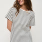 Wolfeel Summer Short Sleeve Striped T-Shirts Women Knitted Basic Casual Tops Female Cozy Loose Cotton Tees
