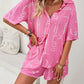 FTLZZ Summer Women Casual Floral Print Suit Single Breasted Shirt and Drawstring Wide Leg Shorts Lady Two Piece Sets