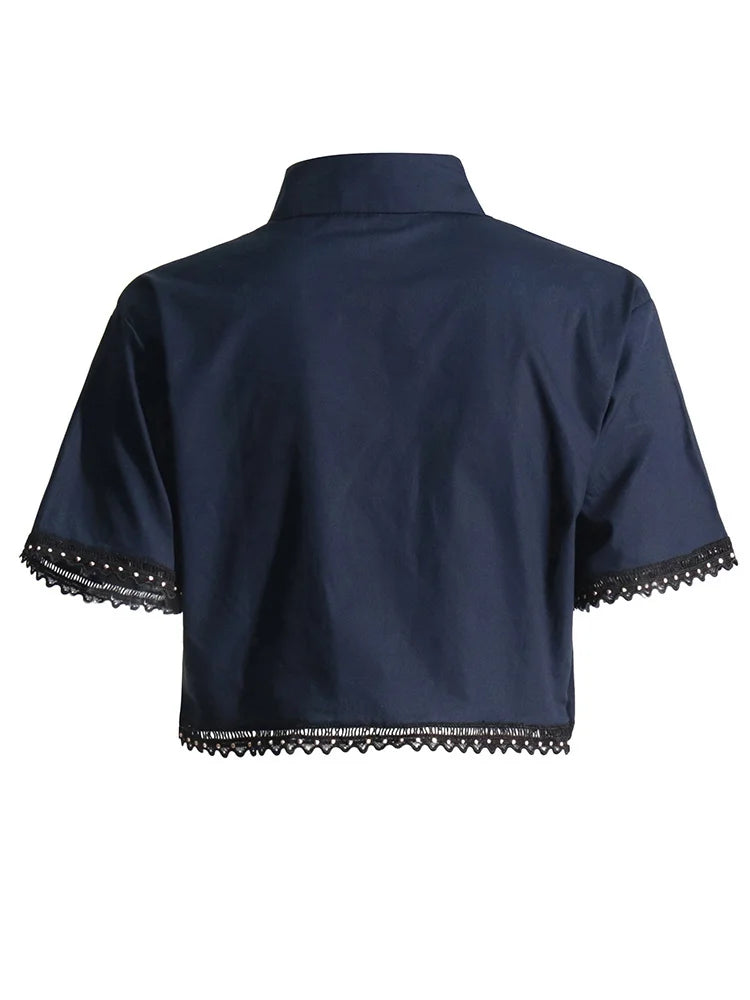 GALCAUR Elegant Two Piece Sets For Women Lapel Short Sleeve Tops High Waist A Line Pleated Skirts Solid Set Female Summer 2023