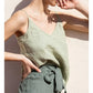 Pure Color Cotton Linen Sleeveless V-Neck Women's Tank Top Loose Fit Simple Style Outerwear Casual Comfortable Vest