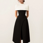 TWOTWINSTYLE Detachable Cloak Elegant Dresses For Women Square Collar Sleeveless High Waist Hit Color Split Dress Female Fashion