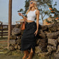 Leisure elastic waist work dress, fashionable women's mid length skirt