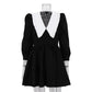 Tuularose Black Patchwork Dress Women's New Elegant Pleated A-Line Short Dress High Waist Office Lady Retro Party Dress Vestidos