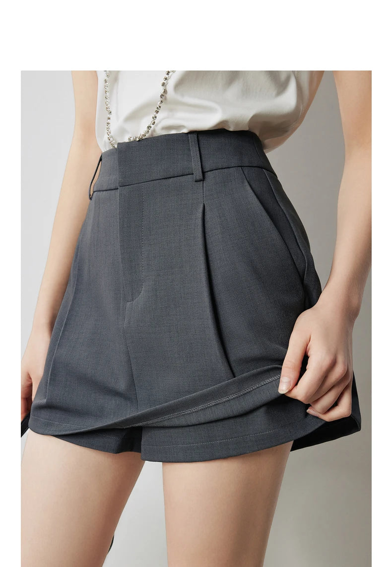 TOYOUTH Women Mini Skirt Pants 2024 Autumn New High Waisted A Line Suit Pants Skirt