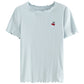 FSLE Cherry Embroidered Short-Sleeved Knitted Summer Women T-Shirt 2024 Summer New Round Neck Ruffled Ladies Top 24FS12400