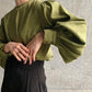 Japan Style Office Lady Elegant Vintage Blouse Women O-neck Loose Lantern Sleeve Shirts Solid All-amtch Blusas Autumn Ladies Top