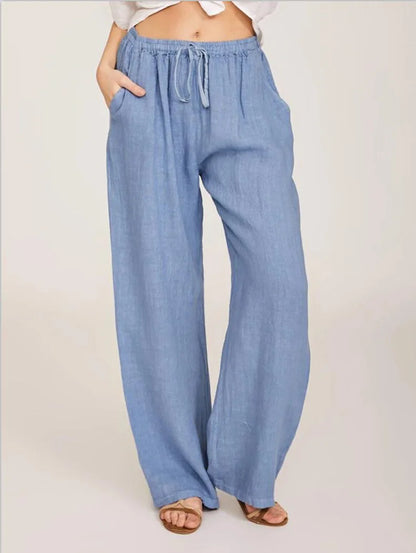 Summer and Autumn New Casual Women's Wear in Europe, America, and Europe Large Loose Cotton Hemp Casual Pants 2025