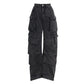 Vêtements de travail en denim tendance pour femmes | Jeans multi-poches style urbain noir et gris | Design fonctionnel américain taille haute décontracté