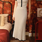 Ensemble 2 Pièces Pull Tricoté Blanc Tossy Jupe Maxi pour Femmes Cardigan à Manches Courtes Côtelé Haut et Jupe Longue Ensembles Tricotés