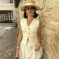 Women 2 Piece Set V-Neck Sleeveless Button Knitted Vest Top+Elegant Splicing High Waist Zipper Long Skirts Holiday Suits 2025