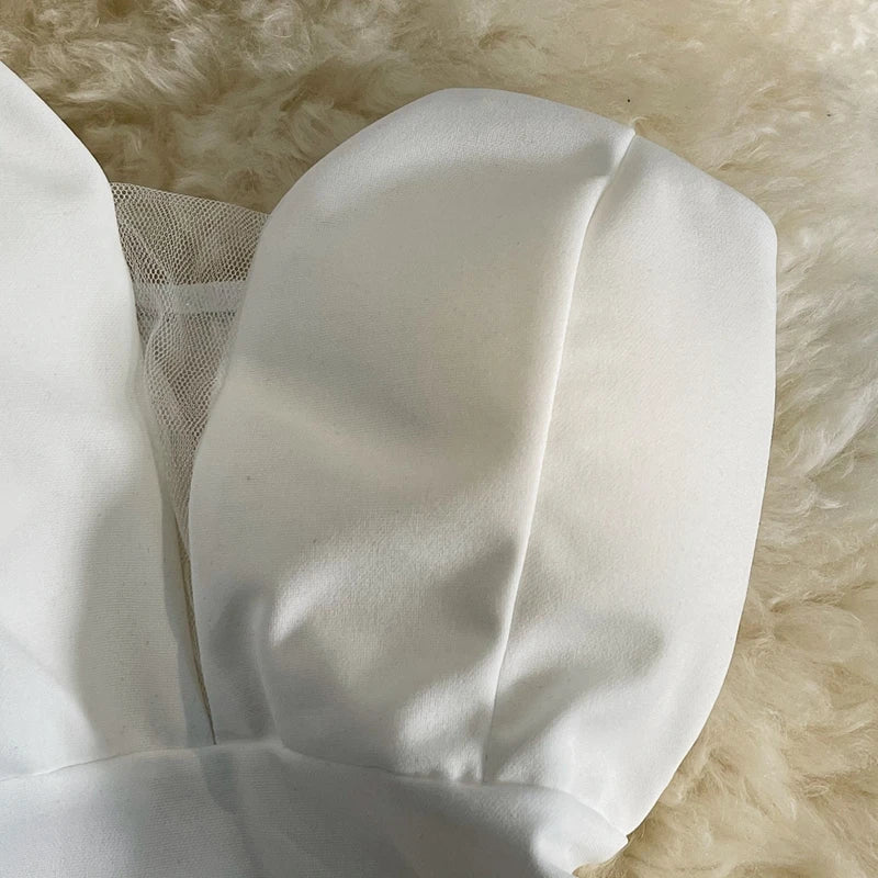 Robe mini à une épaule pour femmes, noir et blanc, volants, sans manches, patchwork en mesh, taille haute, robe de soirée A-line, vestidos