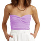 Women Summer Vintage Solid Corset Sling Short Tight Backless Bra Knitted Tank Top Strapless Pullover Bustier Tube Clothes 2025