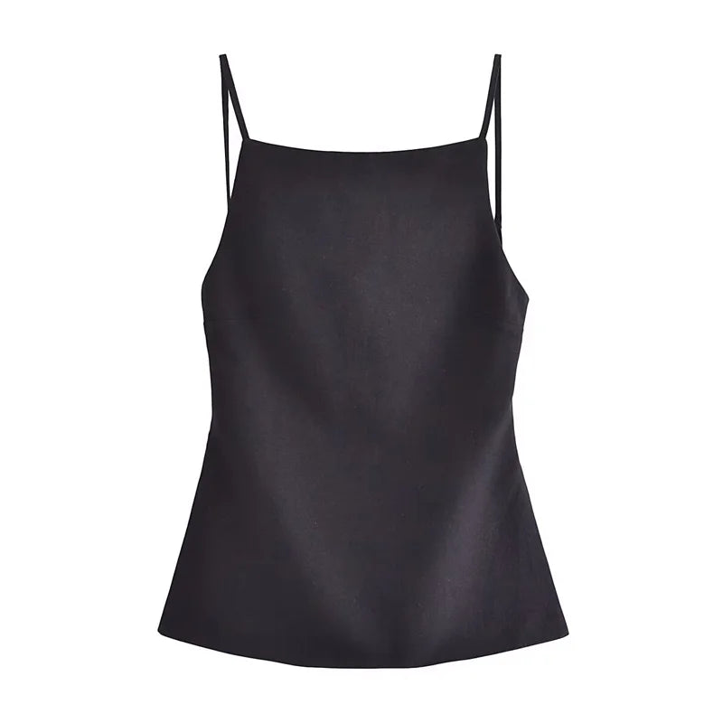 Women Top Lace Up Backless Camisole Top Women Cheap clothes Sexy Fashion Tanks & Camis Crop top Women White Black top 2025