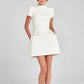 Women's Elegant Tweed A-Line Dress Solid Slim Fit Y2k Short Sleeve Dress Retro O-Neck Patchwork Luxury Evening Dress 2025