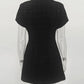Women's Elegant Tweed A-Line Dress Solid Slim Fit Y2k Short Sleeve Dress Retro O-Neck Patchwork Luxury Evening Dress 2025